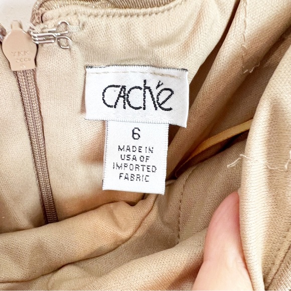 CACHE GOLD LAME STRAPLESS PARTY COCKTAIL DRESS WOMENS SZ 6 - Picture 3 of 4